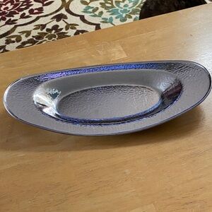 Blue Glass Oval Serving Bowl - Home Dining